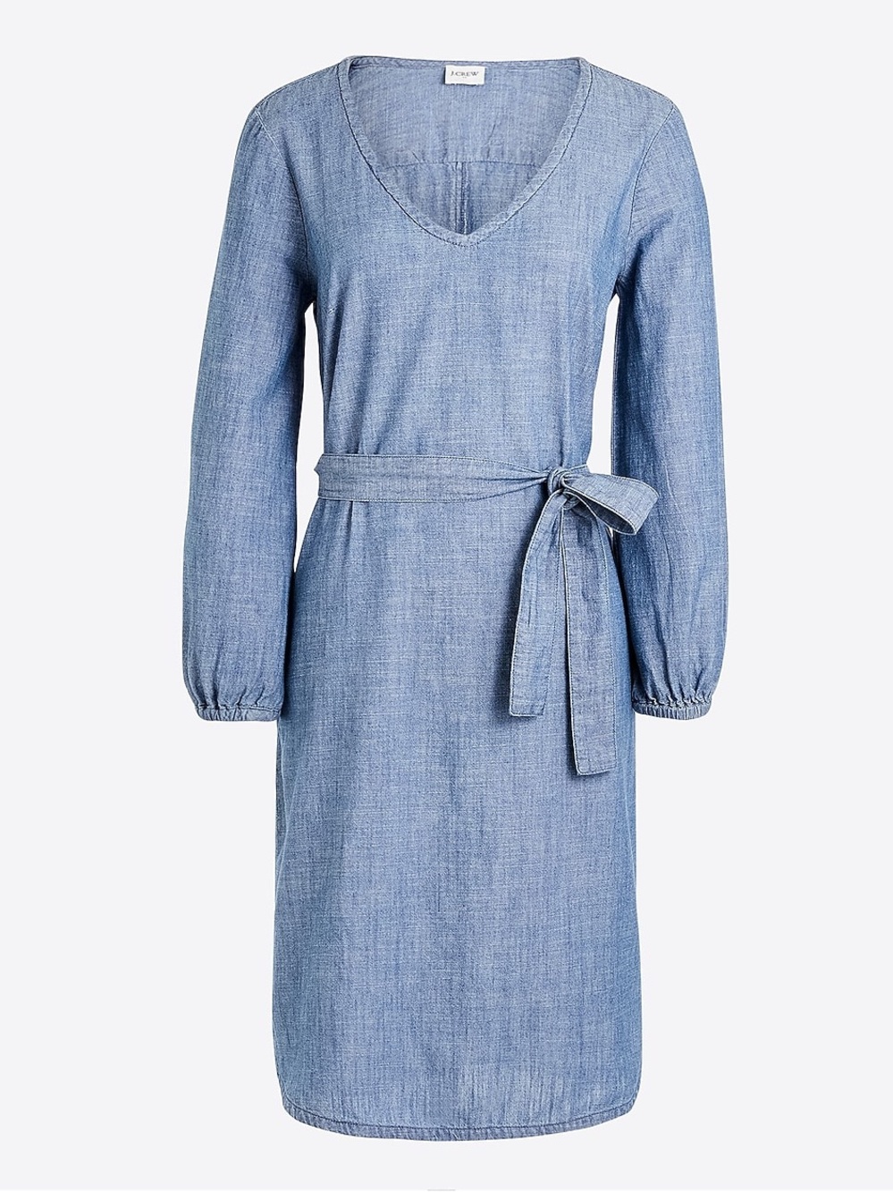 J.Crew Factory Chambray V Neck Puff Sleeve Mini Dress Blue Size Medium